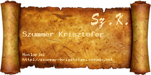 Szummer Krisztofer névjegykártya